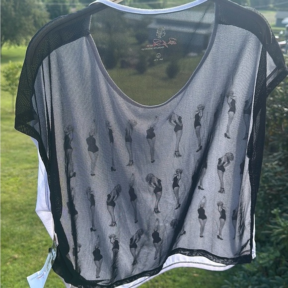💋 Marilyn Monroe Woman’s Lg White Black Lightweight & Sheer Tee. - Picture 8 of 9